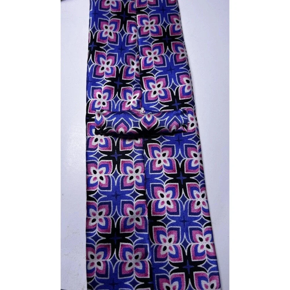 Murano Tie Men's 3 inch Blue Pink Floral Classic Pointed 100% Silk USA